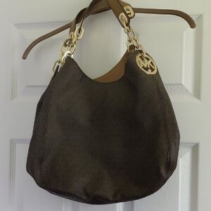 Michael Kors Dark Brown  Bag with Gold Accents